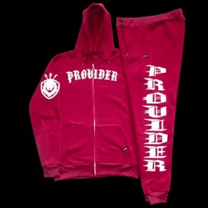 SBC Burgundy Zip Up Hoodie Jogger Sweat Suit